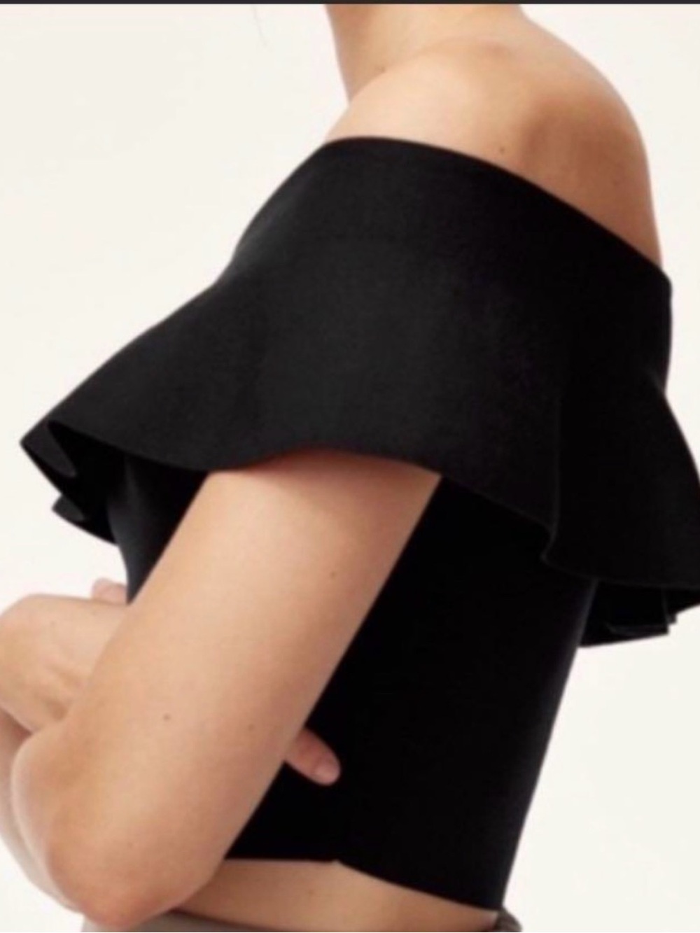 Aritzia Babaton Marek Knit Off the Shoulder Top Black